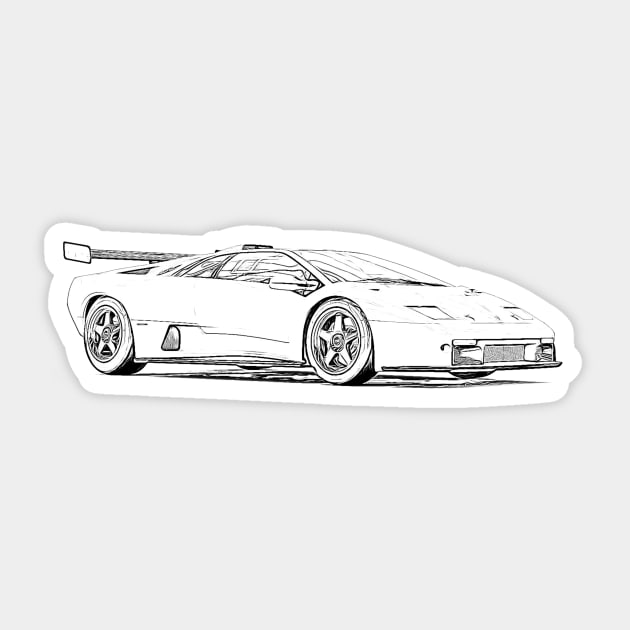 Diablo GT Wireframe Sticker by Auto-Prints